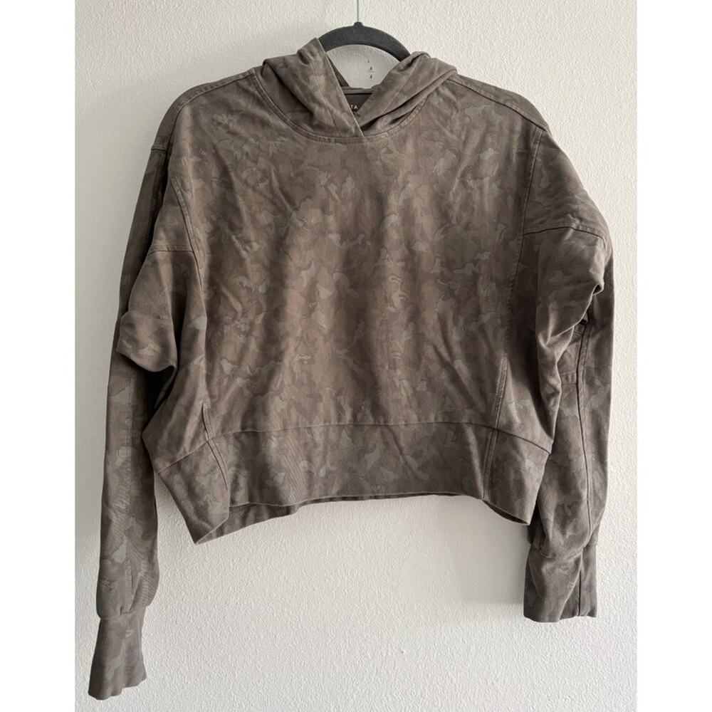 Athleta Green Light Camo Design Cropped Hoodie XS
